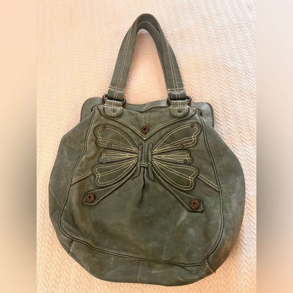 Vintage Gap green leather butterfly bag